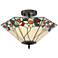 Bouquet 18" Wide Bronze Tiffany Style Ceiling Light