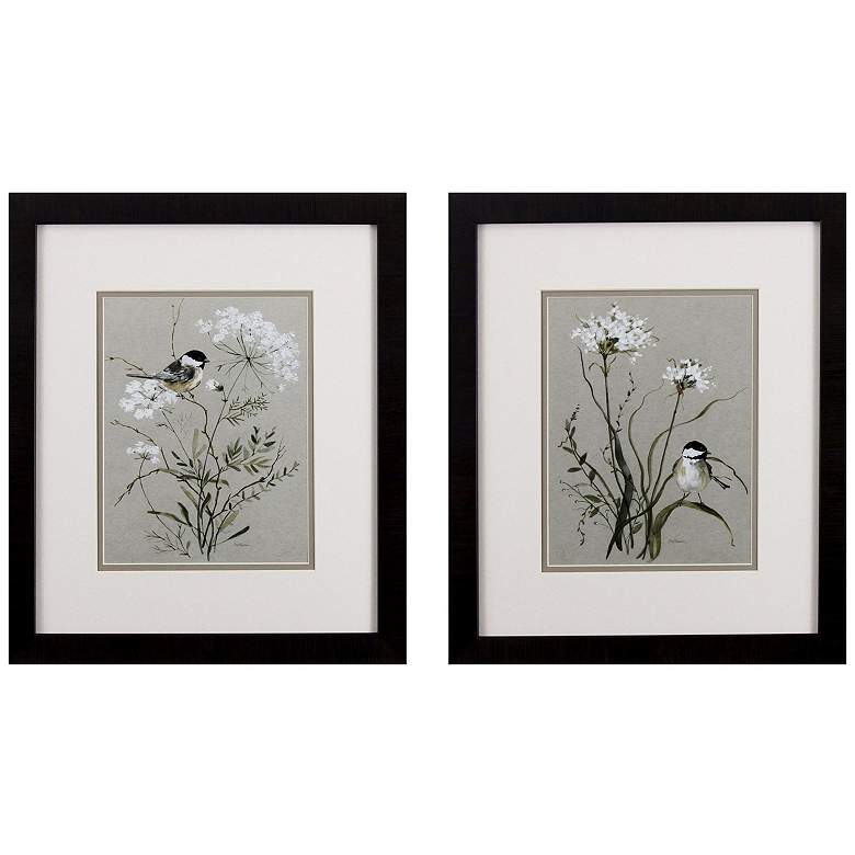 Image 1 Bouquet of Grace Bird 15"W x 17"H Framed Art Set of 2