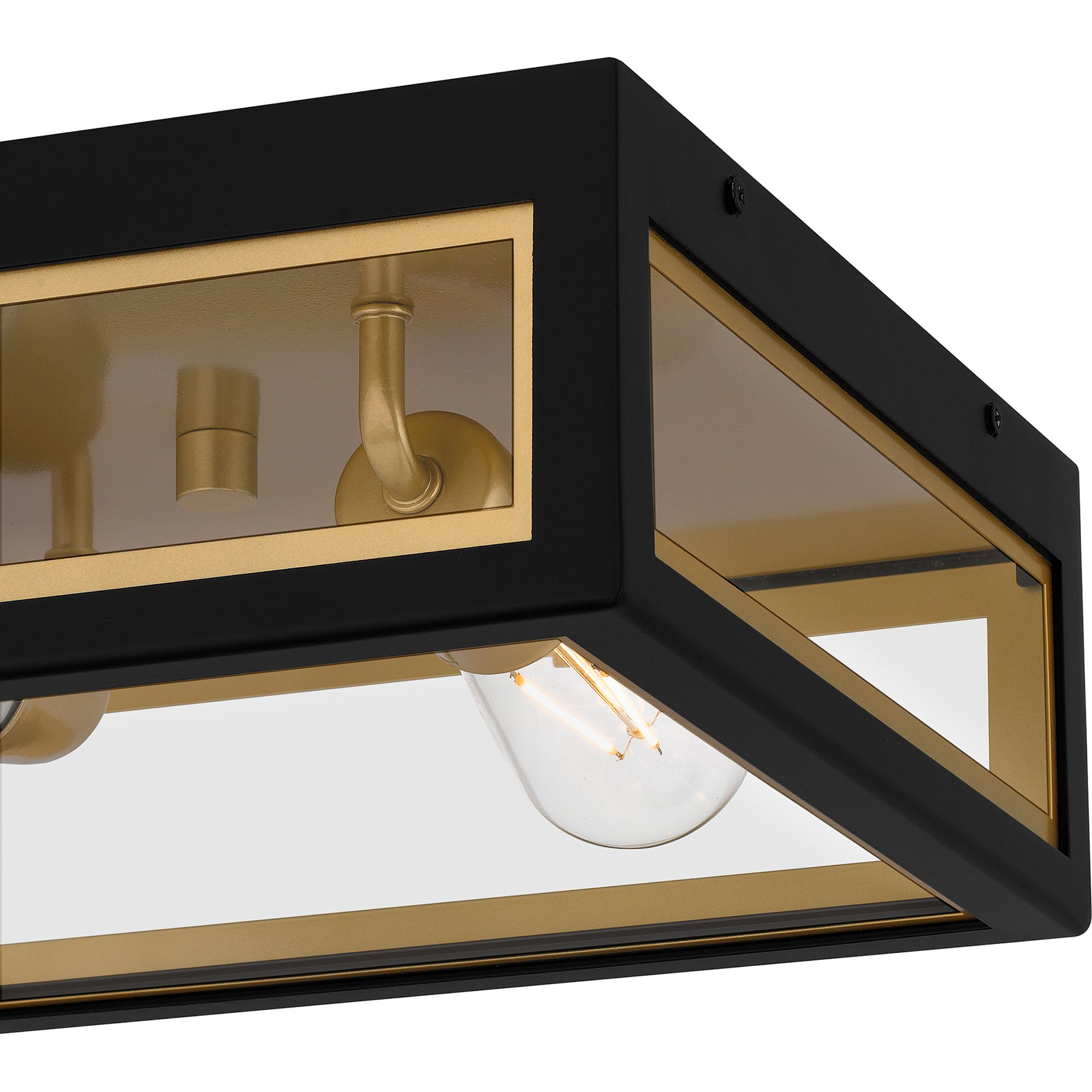 Bourbon 12" Wide Matte Black and Gold Outdoor Ceiling Light in scene