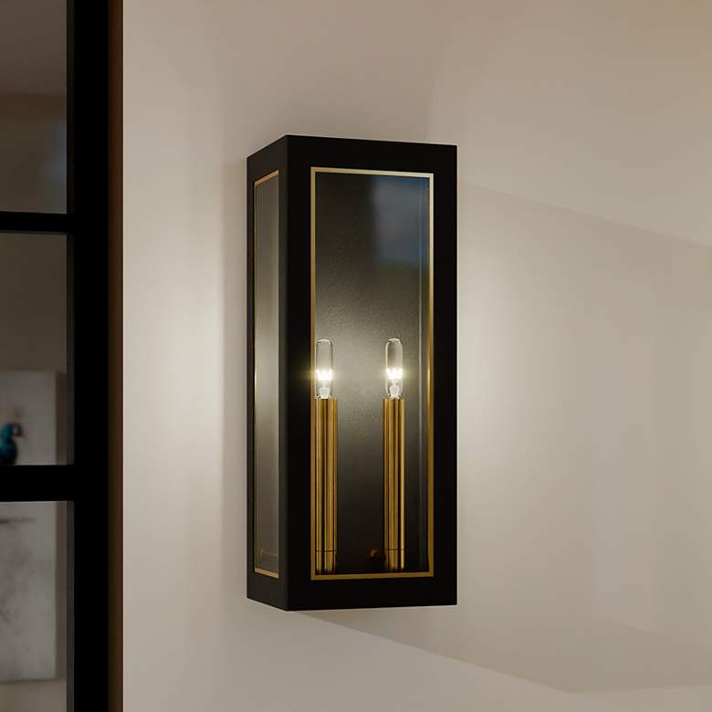 Image 1 Bourbon 2-Light Matte Black Outdoor Wall Lantern