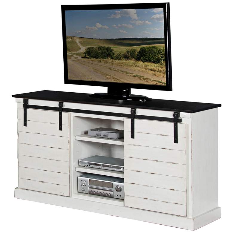 Image 1 Bourbon French 65 inch Wide Country Wood 2-Door TV Console