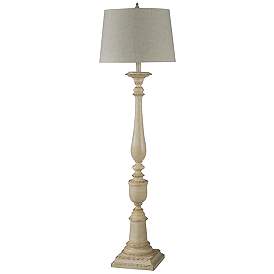 Image2 of Bourgault 64in Avignon Beige Floor Lamp with Heather Oatmeal Empire Shade