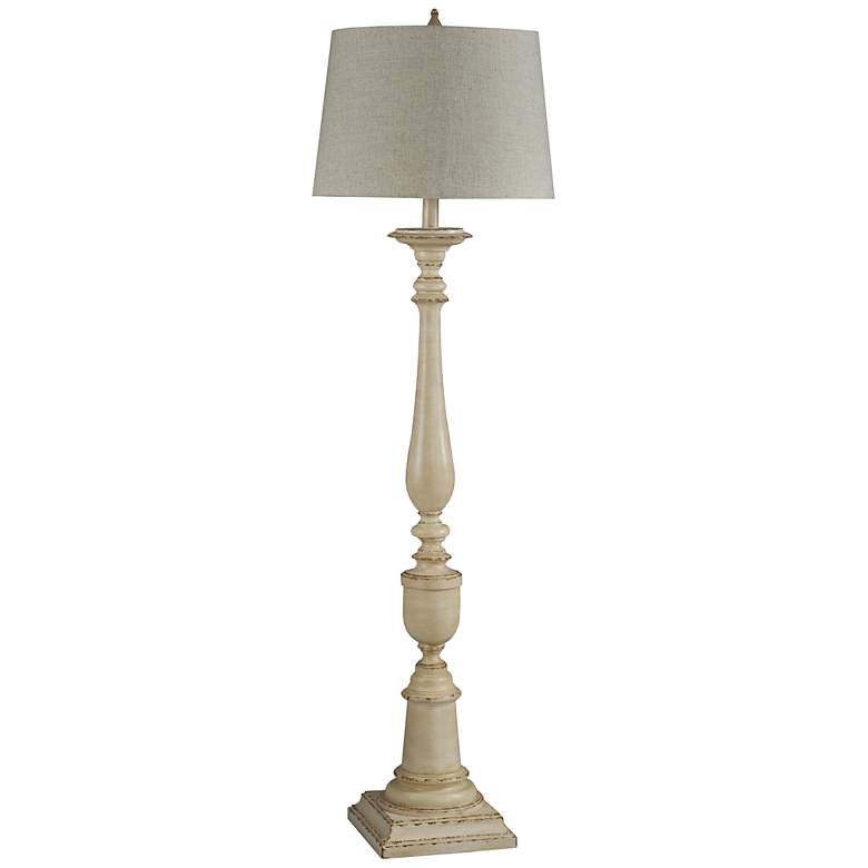 Image 2 Bourgault 64in Avignon Beige Floor Lamp with Heather Oatmeal Empire Shade