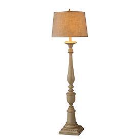 Image3 of Bourgault 64in Avignon Beige Floor Lamp with Heather Oatmeal Empire Shade more views