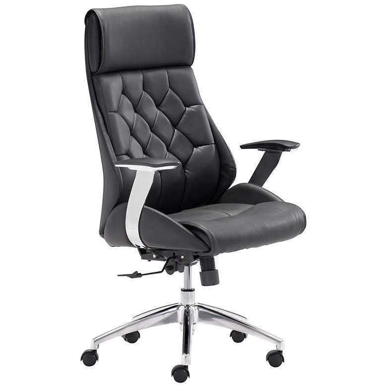 Image 2 Boutique Black Faux Leather Adjustable Swivel Office Chair