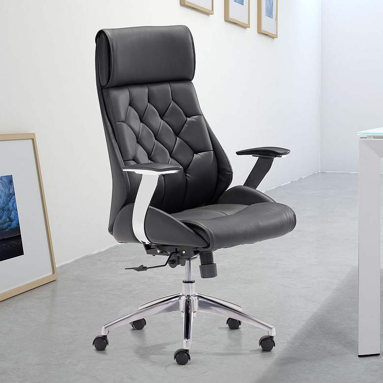 Image 1 Boutique Black Faux Leather Adjustable Swivel Office Chair