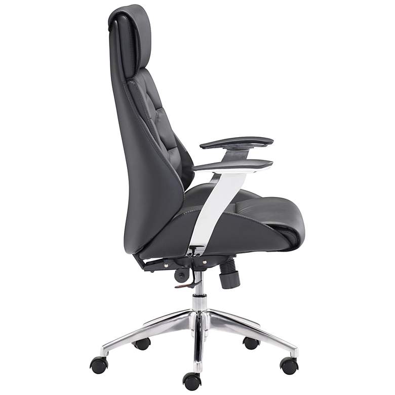 Image 5 Boutique Black Faux Leather Adjustable Swivel Office Chair more views