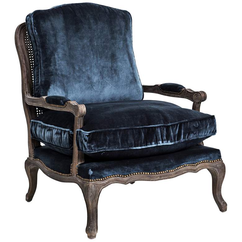 Image 1 Boutique Cut Blue Pile Fabric Traditional Accent Chair