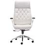 Boutique White Faux Leather Adjustable Swivel Office Chair