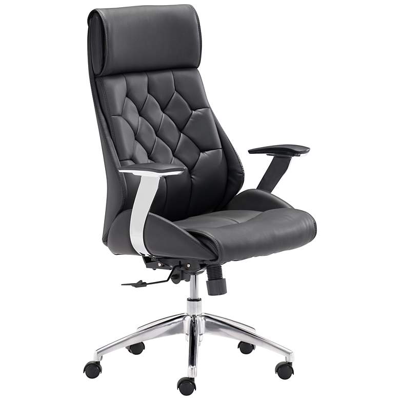 Image 5 Boutique White Faux Leather Adjustable Swivel Office Chair more views