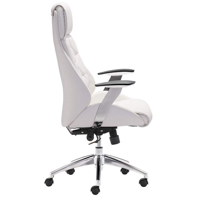 Image 6 Boutique White Faux Leather Adjustable Swivel Office Chair more views