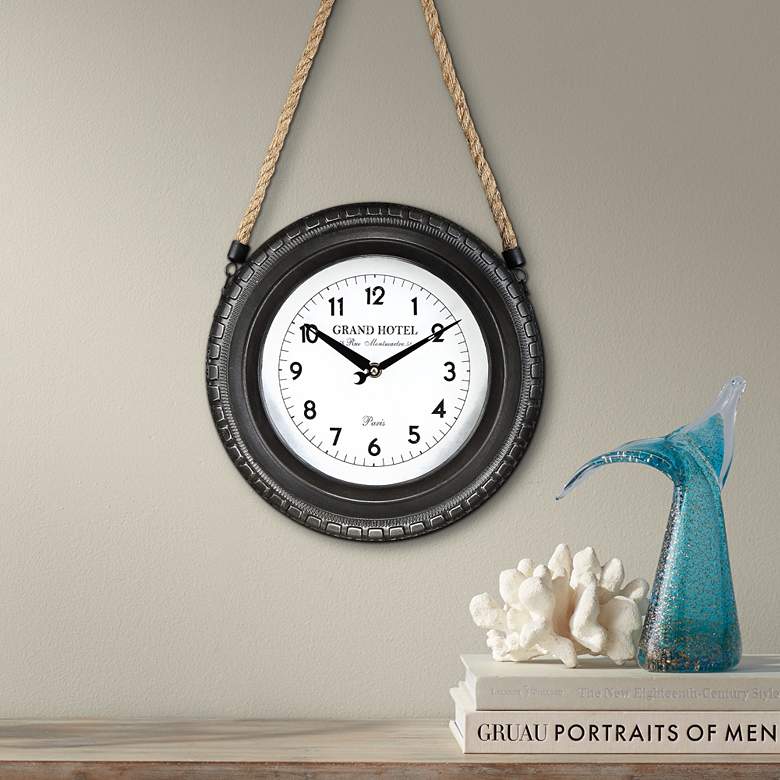 Image 1 Bouvet 11 3/4 inch Wide Hanging Metal Wall Clock