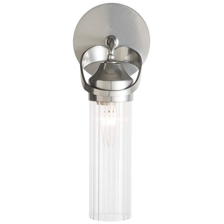 Image 1 Bow 1-Light Bath Sconce - Sterling Finish - Clear Fluted Glass