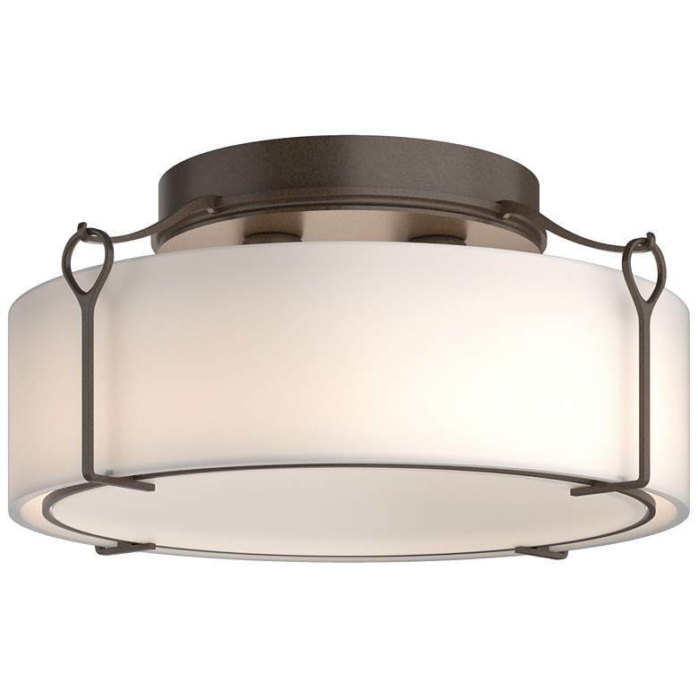 Image 1 Bow 19.6" Wide Large Bronze Semi-Flush With Opal Glass