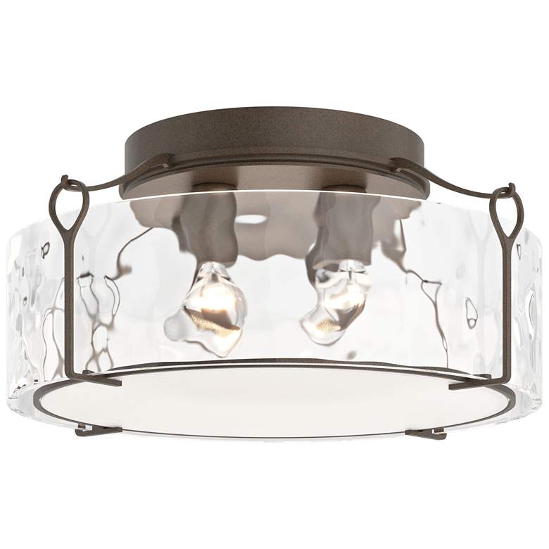 Image 1 Bow 19.6" Wide Large Bronze Semi-Flush With Water Glass