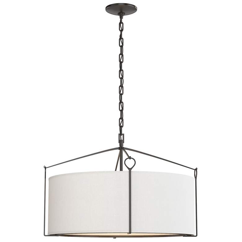 Image 1 Bow 23 3/4"W Oil-Rubbed Bronze Pendant Light w/ Anna Shade
