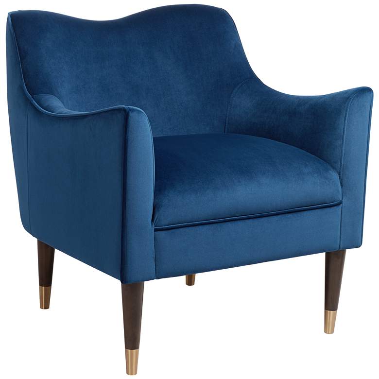 Image 2 Bow Blue Sky Velvet Fabric Modern Armchair