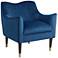 Bow Blue Sky Velvet Fabric Modern Armchair