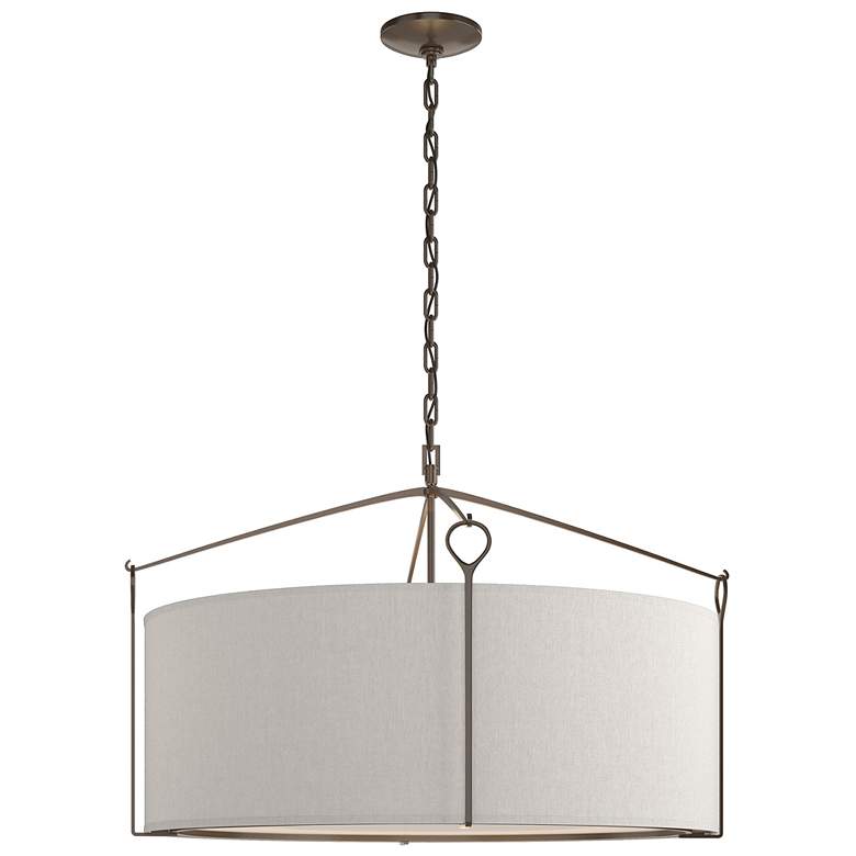 Image 1 Bow Large Pendant - Bronze Finish - Flax Shade