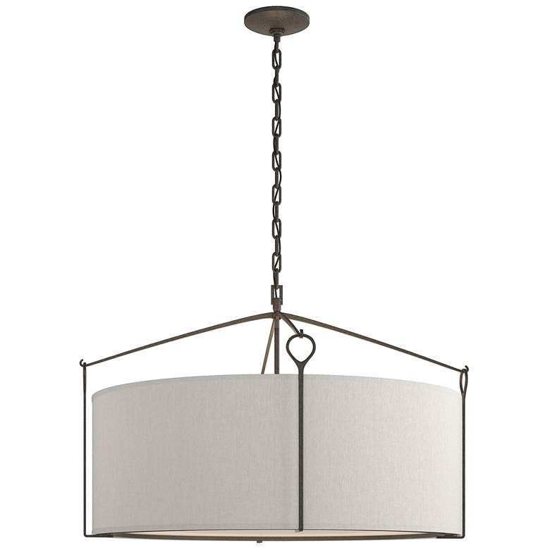 Image 1 Bow Large Pendant - Natural Iron Finish - Flax Shade