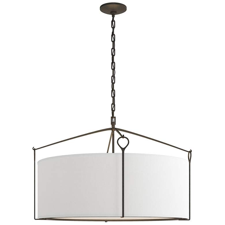 Image 1 Bow Large Pendant - Natural Iron Finish - Natural Anna Shade