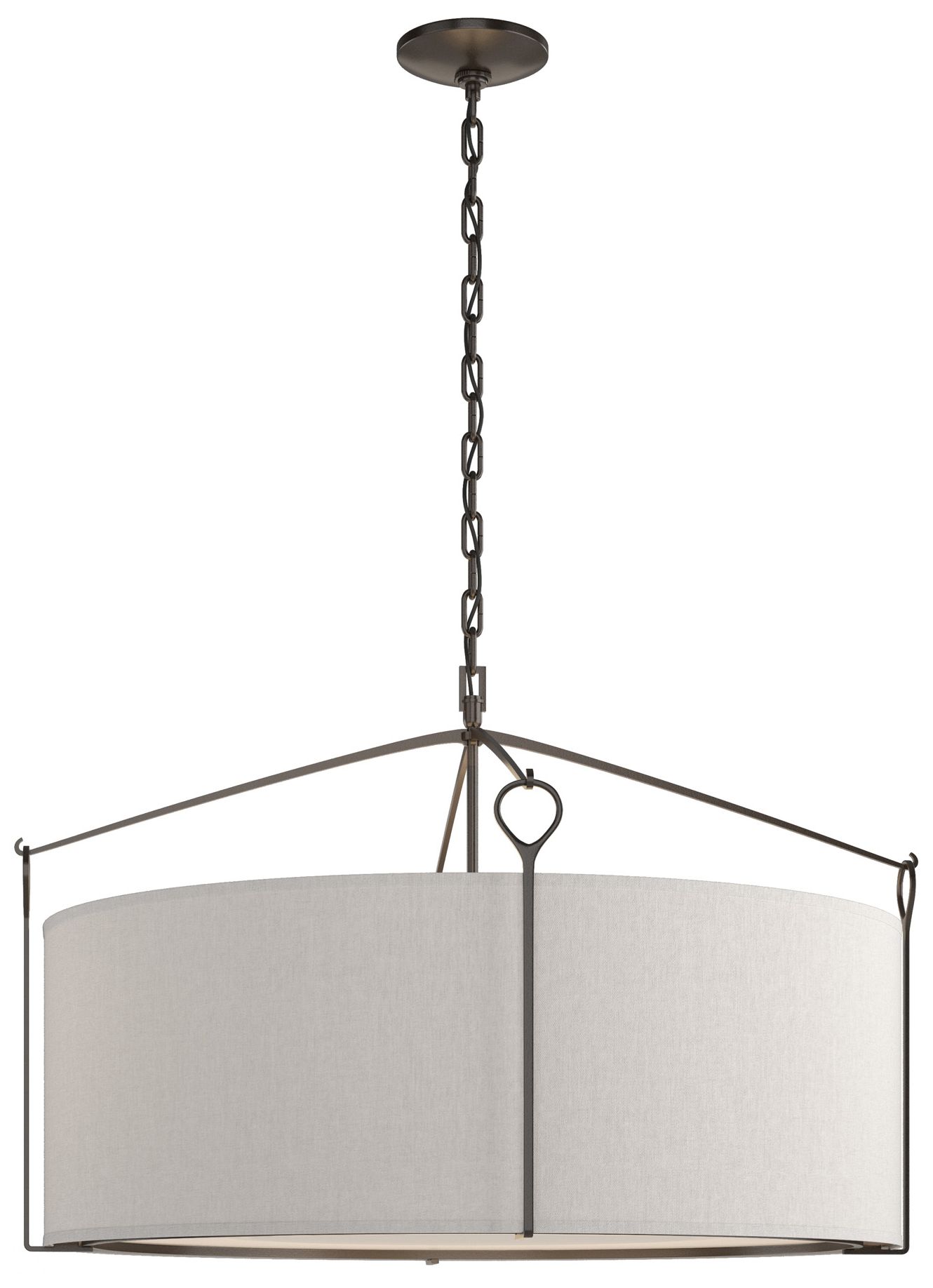 Bow Large Pendant - Oil Rubbed Bronze - Flax Shade - Made to Order