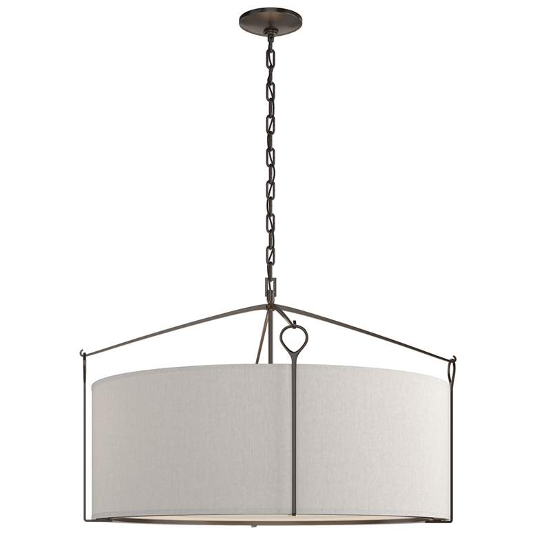 Image 1 Bow Large Pendant - Oil Rubbed Bronze - Flax Shade