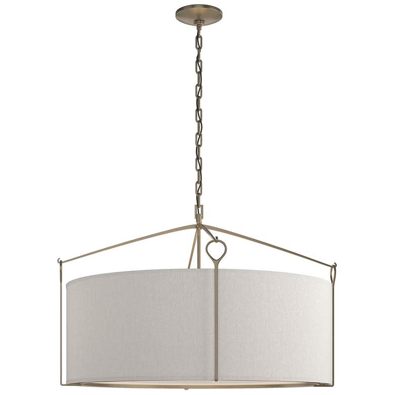 Image 1 Bow Large Pendant - Soft Gold Finish - Flax Shade