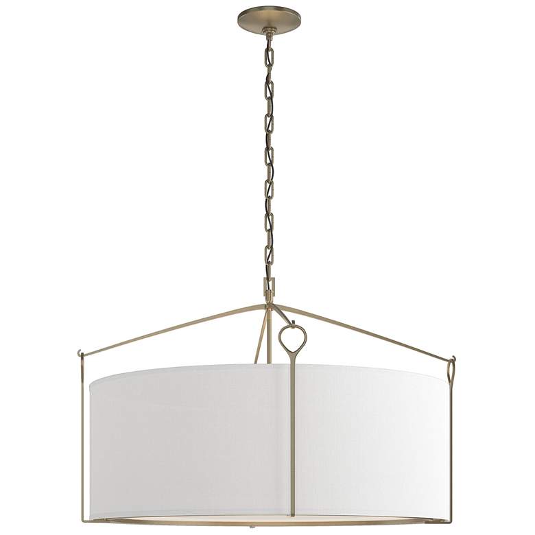 Image 1 Bow Large Pendant - Soft Gold Finish - Natural Anna Shade
