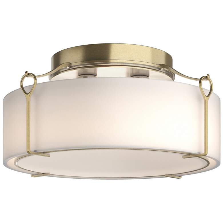 Image 1 Bow Large Semi-Flush - Brass - Opal Glass