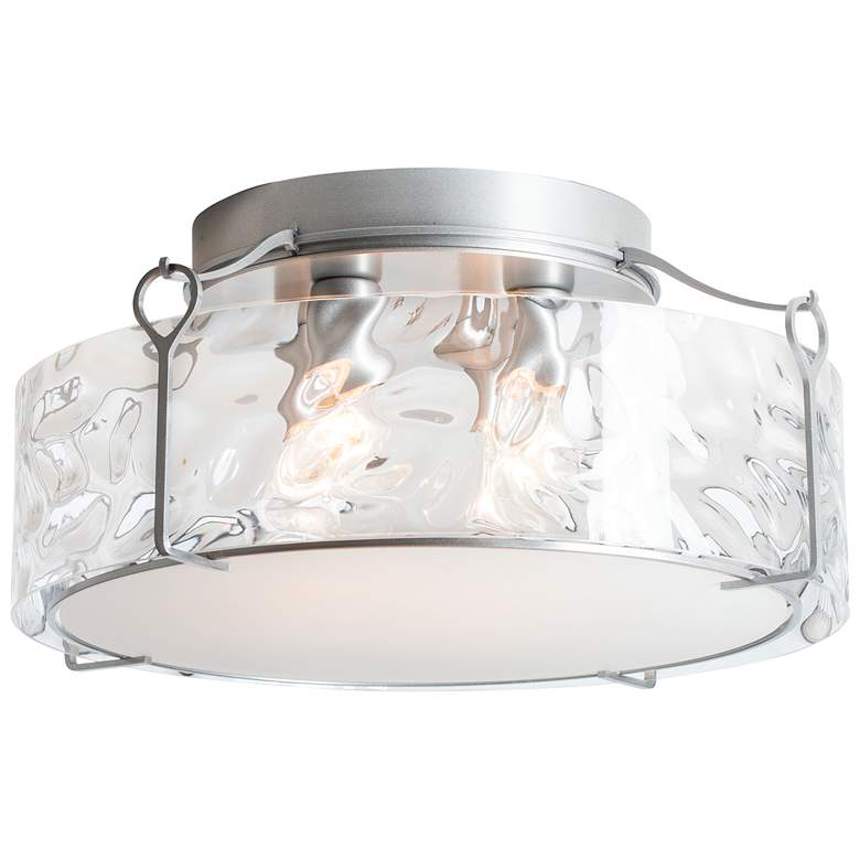 Image 1 Bow Large Semi-Flush - Vintage Platinum Finish - Water Glass