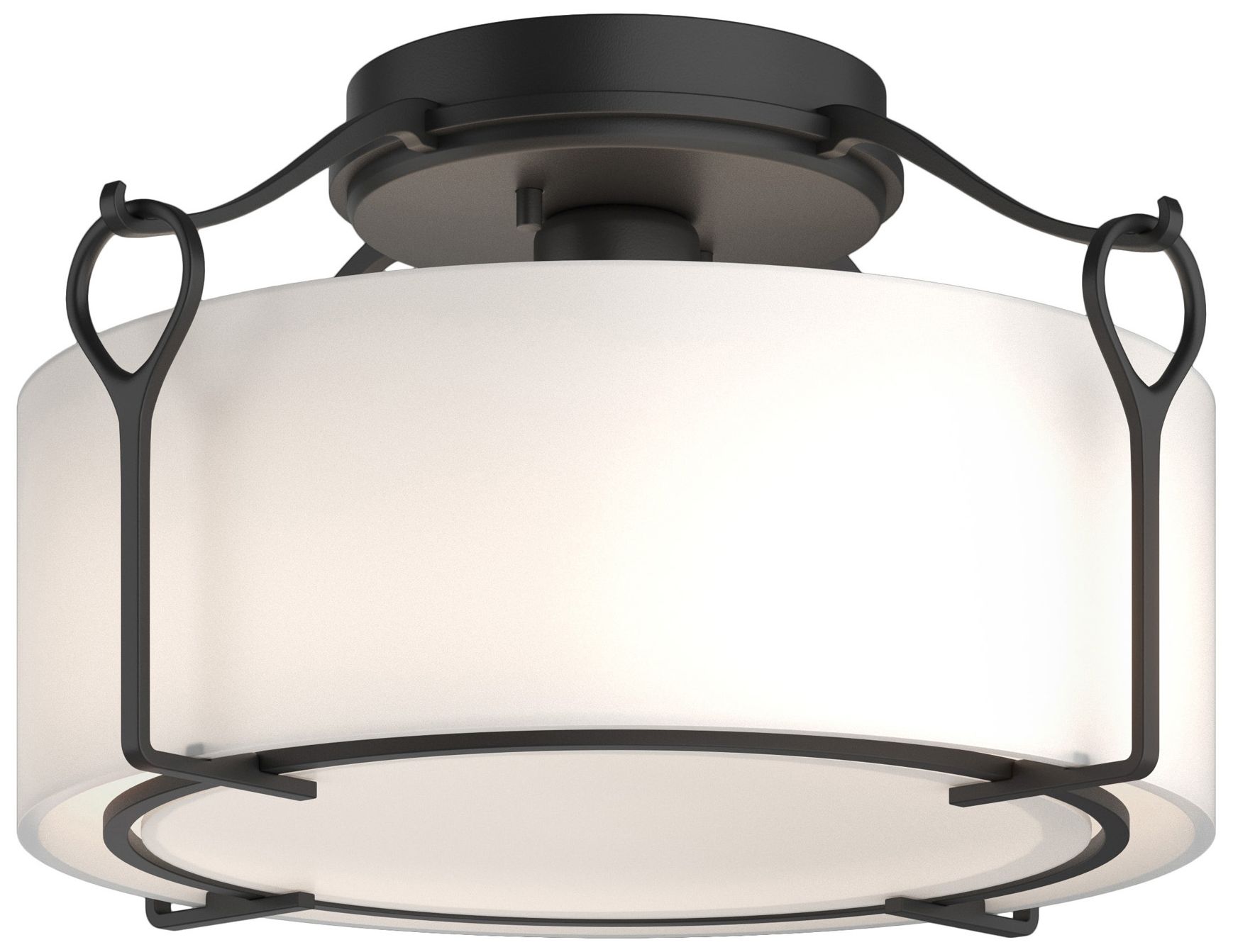 Bow Medium Semi-Flush - Black - Opal Glass - Made to Order