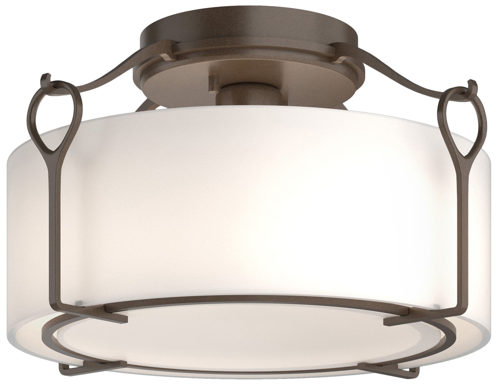 Bow Medium Semi-Flush - Bronze - Opal Glass - Made to Order
