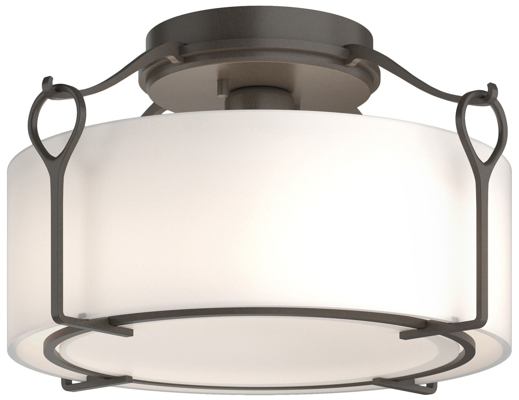 Bow Medium Semi-Flush - Dark Smoke - Opal Glass - Made to Order
