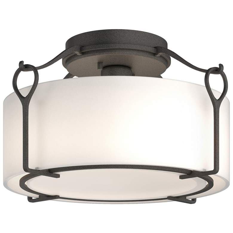 Image 1 Bow Medium Semi-Flush - Iron - Opal Glass