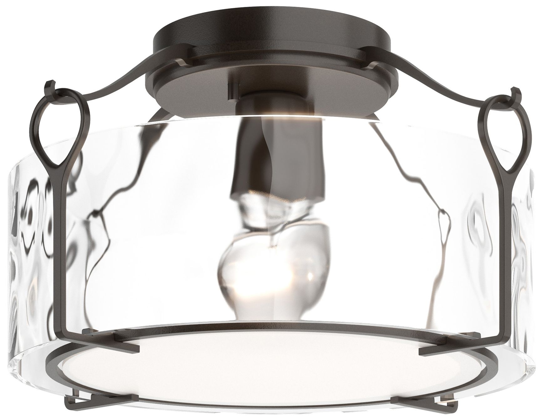 Bow Medium Semi-Flush - Oil Rubbed Bronze - Water Glass - Made to Order