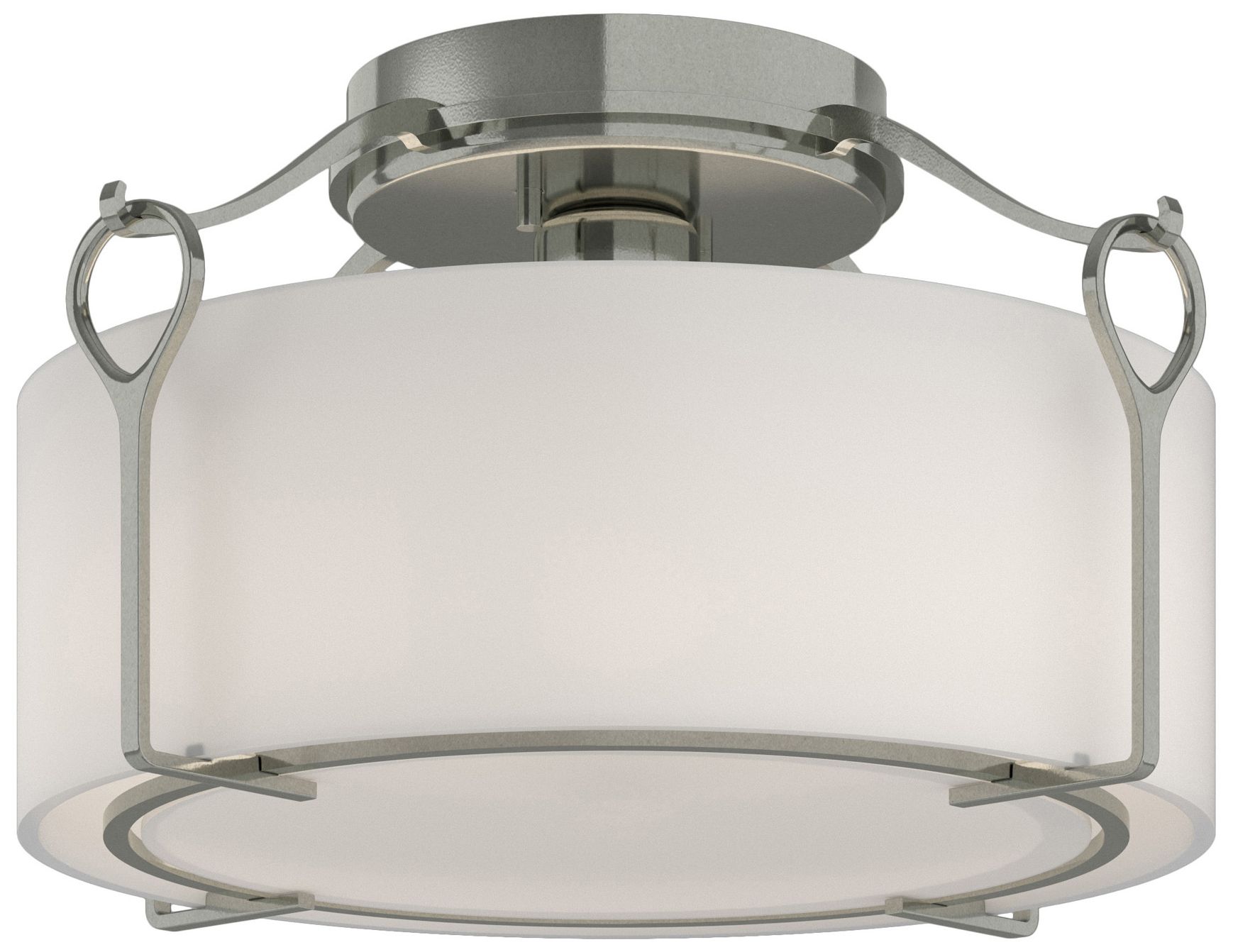 Bow Medium Semi-Flush - Sterling - Opal Glass - Made to Order