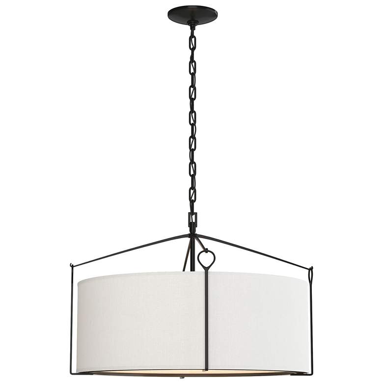 Image 1 Bow Pendant - Black Finish - Natural Anna Shade