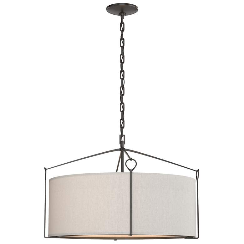 Image 1 Bow Pendant - Oil Rubbed Bronze - Flax Shade