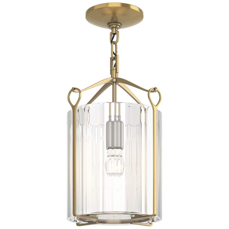 Image 1 Bow Semi-Flush - Brass - Clear Fluted Glass