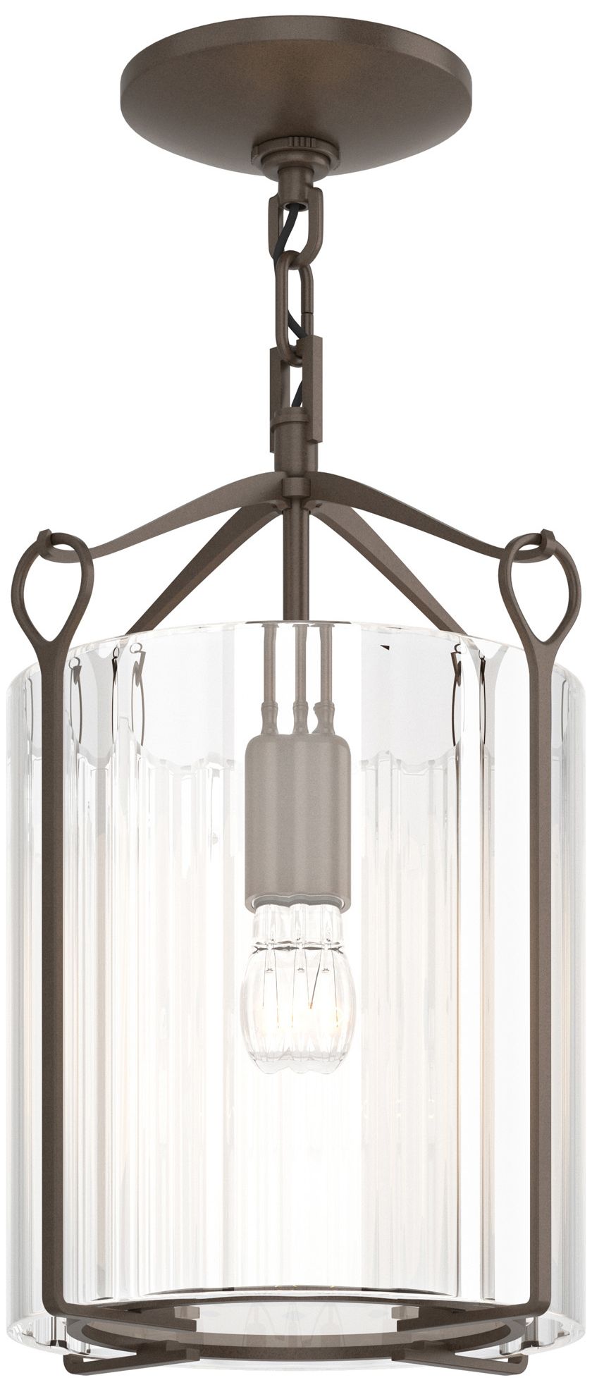Bow Semi-Flush - Bronze - Clear Fluted Glass - Made to Order