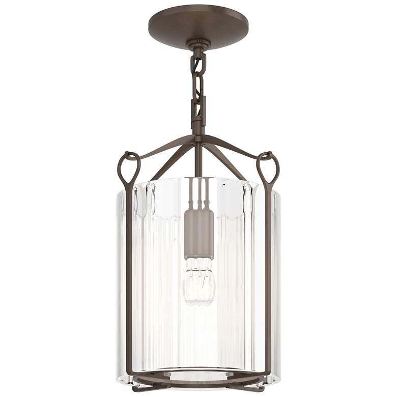 Image 1 Bow Semi-Flush - Bronze - Clear Fluted Glass