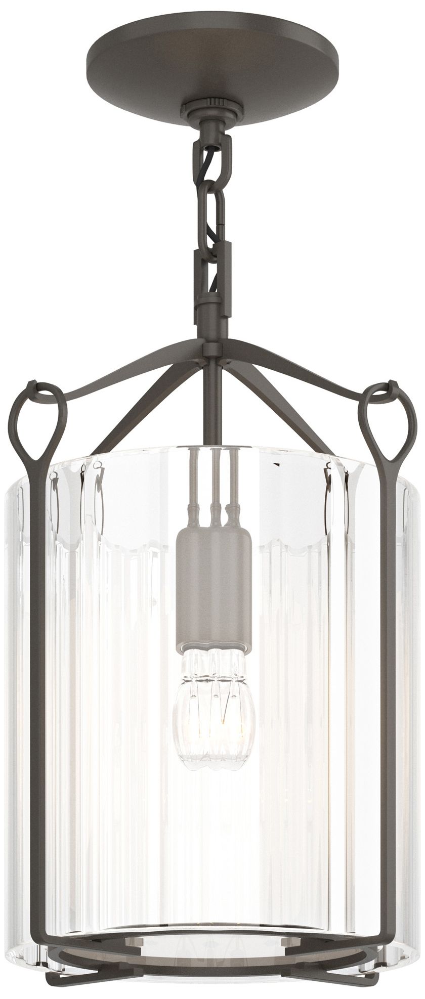 Bow Semi-Flush - Dark Smoke - Clear Fluted Glass - Made to Order