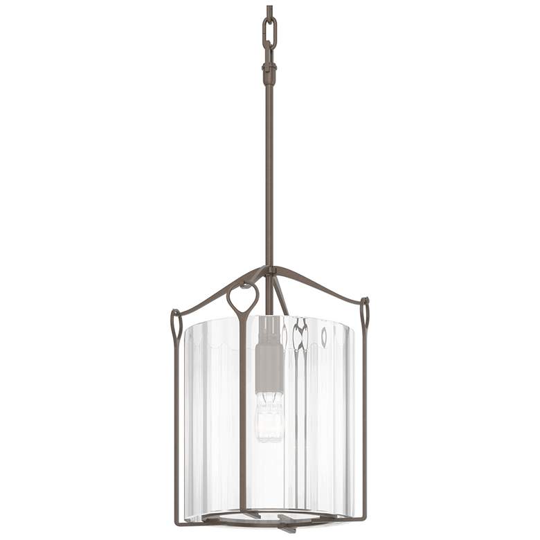Image 1 Bow Tall Mini Pendant - Bronze Finish - Clear Fluted Glass