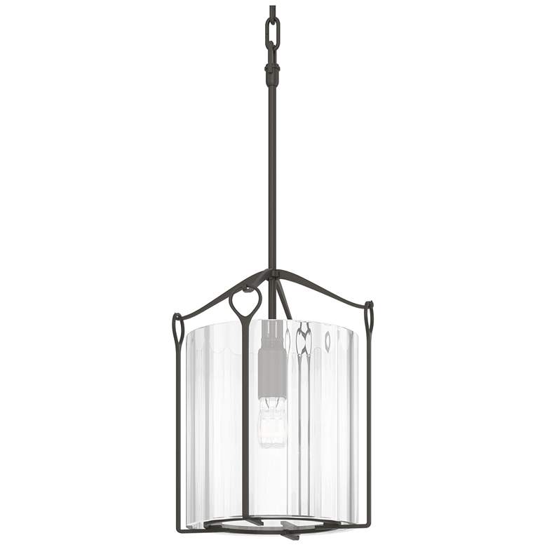 Image 1 Bow Tall Mini Pendant - Dark Smoke Finish - Clear Fluted Glass