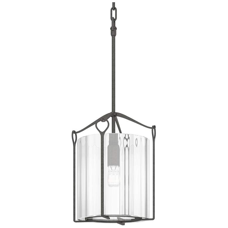 Image 1 Bow Tall Mini Pendant - Natural Iron Finish - Clear Fluted Glass