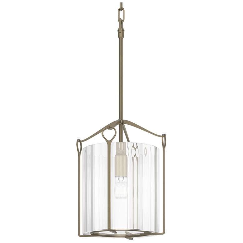 Image 1 Bow Tall Mini Pendant - Soft Gold Finish - Clear Fluted Glass