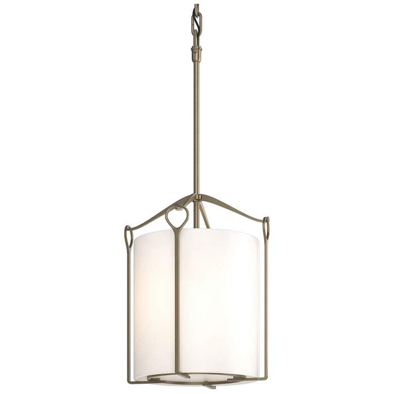 Image 1 Bow Tall Mini Pendant - Soft Gold Finish - Opal Glass