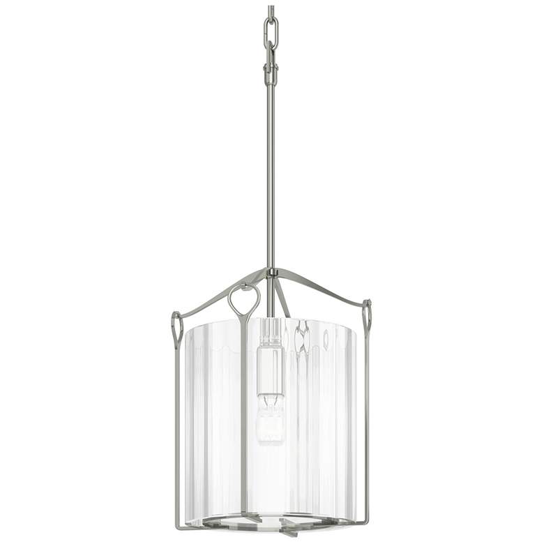 Image 1 Bow Tall Mini Pendant - Sterling Finish - Clear Fluted Glass