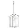 Bow Tall Mini Pendant - Sterling Finish - Clear Fluted Glass